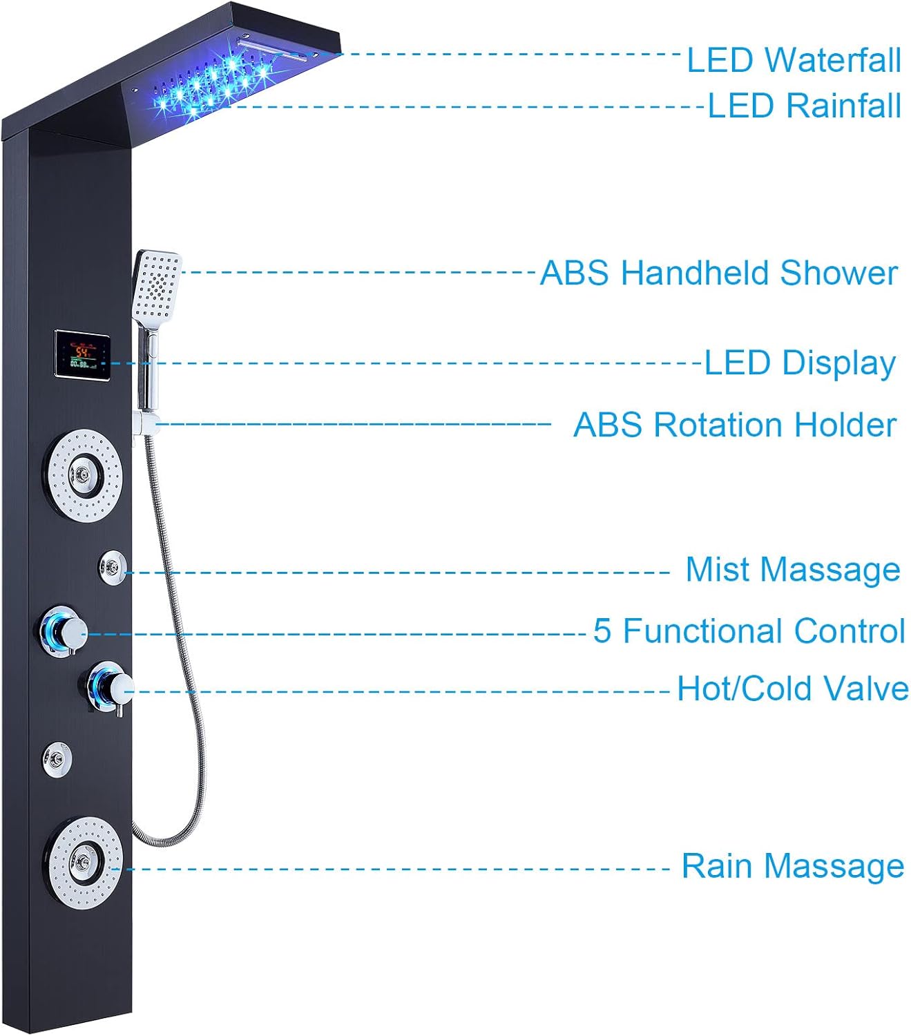 ELLO&ALLO LED Shower Panel System (Black) (image 5)