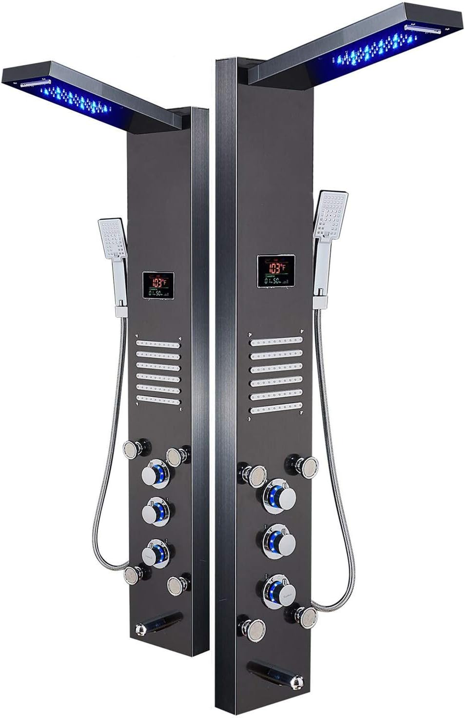 ELLO&ALLO LED Shower Panel Tower (Brushed Black)