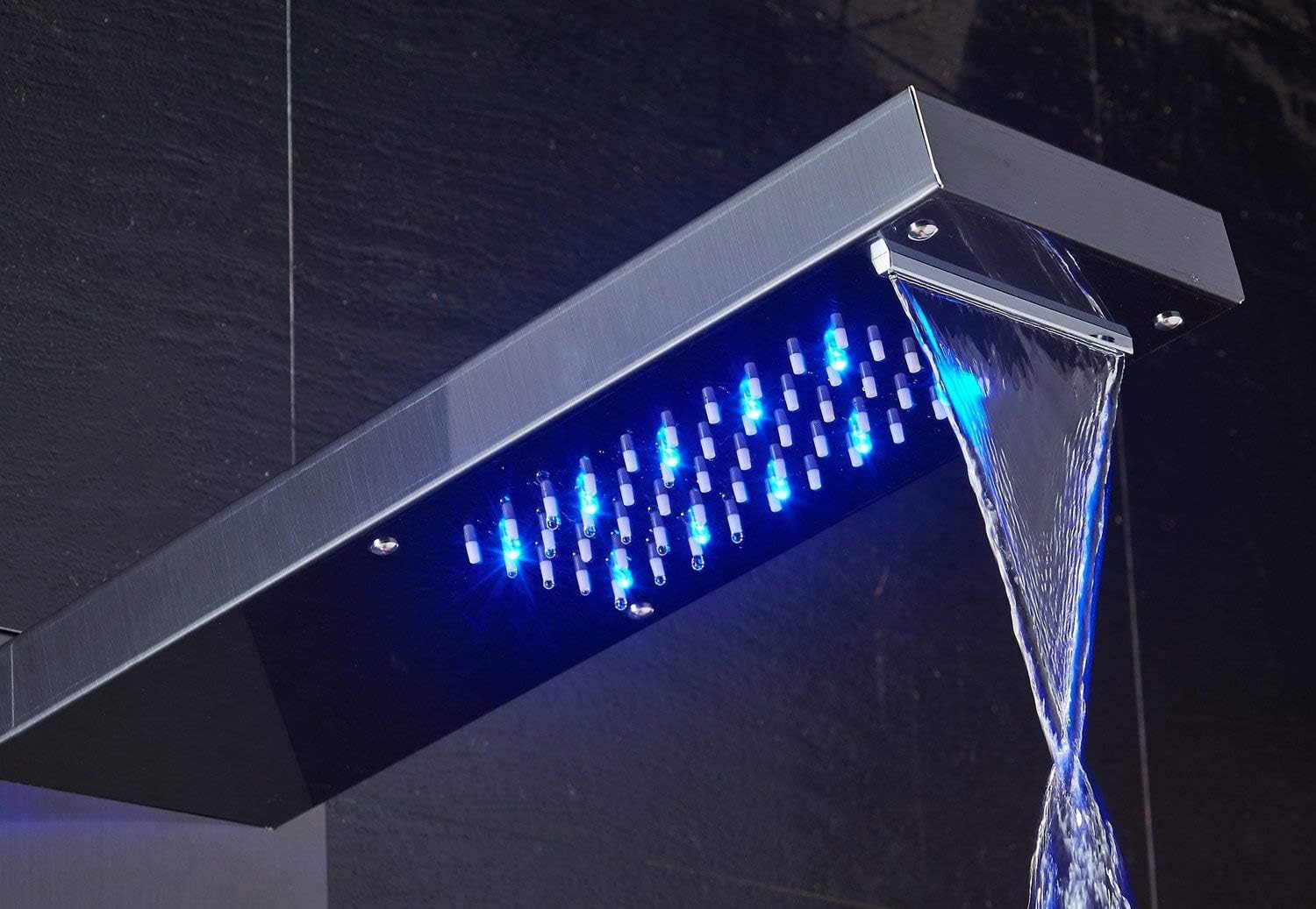 ELLO&ALLO LED Shower Panel Tower (Brushed Black) (image 3)