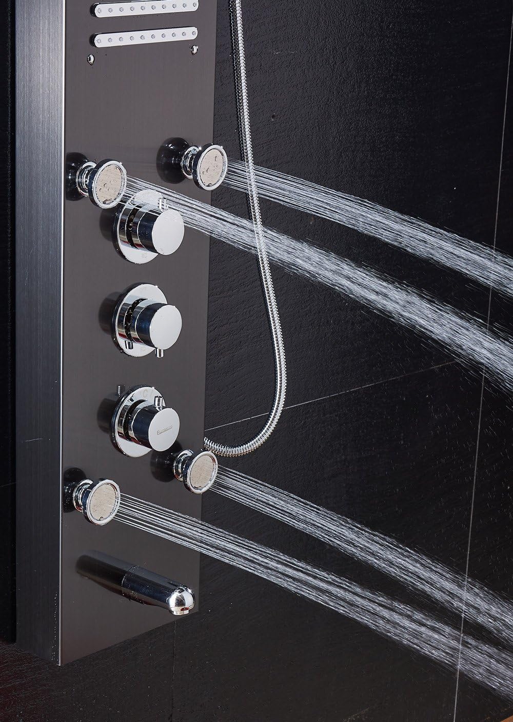 ELLO&ALLO LED Shower Panel Tower (Brushed Black) (image 4)