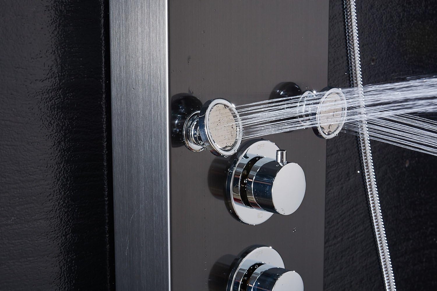 ELLO&ALLO LED Shower Panel Tower (Brushed Black) (image 5)