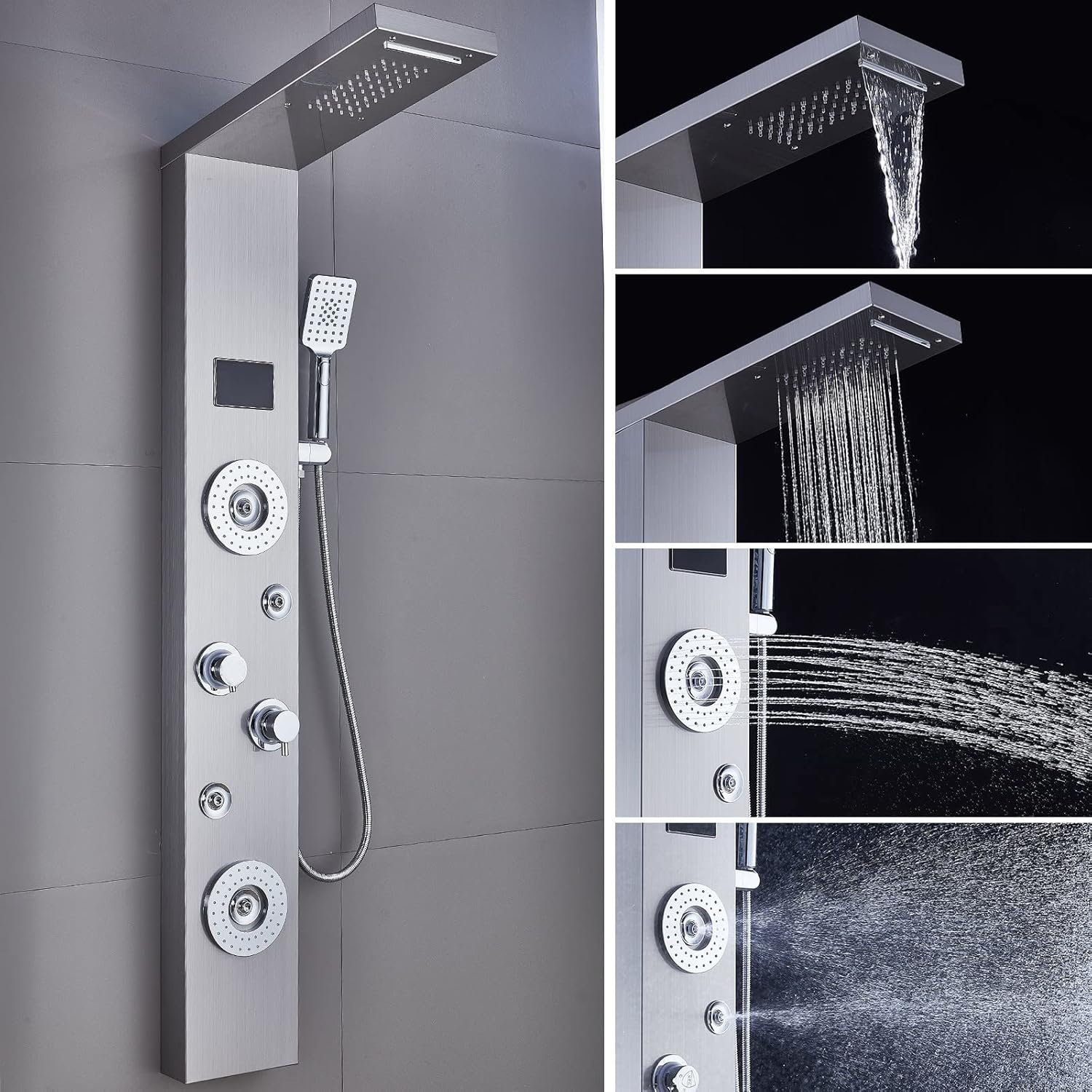 ELLO&ALLO LED Shower Panel Tower System, Brushed Nickel (image 2)