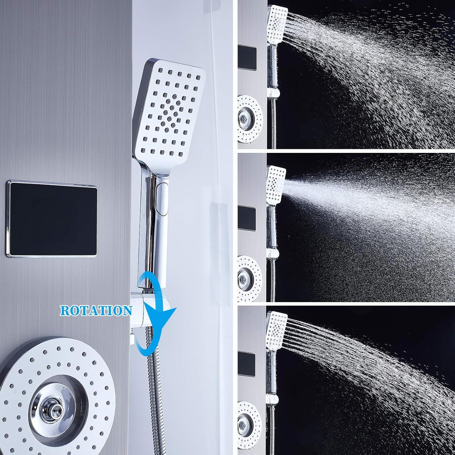 ELLO&ALLO LED Shower Panel Tower System, Brushed Nickel (image 3)