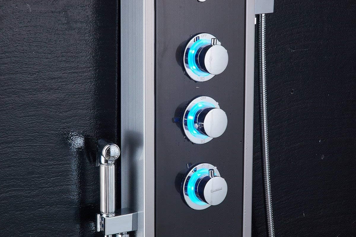 ELLO&ALLO LED Shower Panel Tower System (Brushed Nickel/Black) (image 3)
