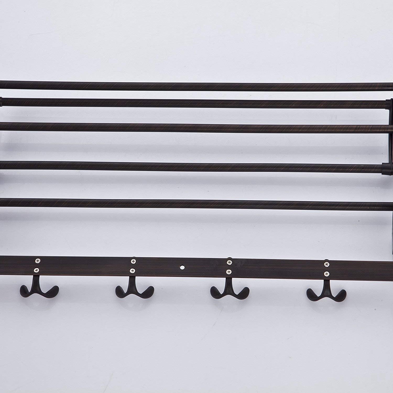 ELLO&ALLO Oil Rubbed Bronze Towel Rack with Foldable Bar and Hooks (image 3)