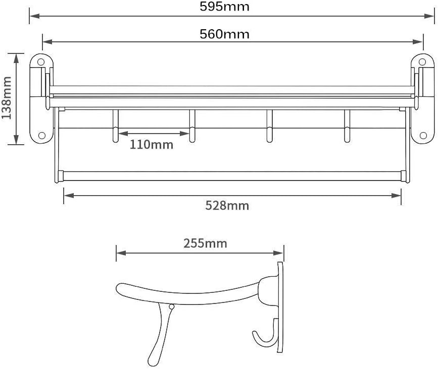 ELLO&ALLO Oil Rubbed Bronze Towel Rack with Foldable Bar and Hooks (image 4)
