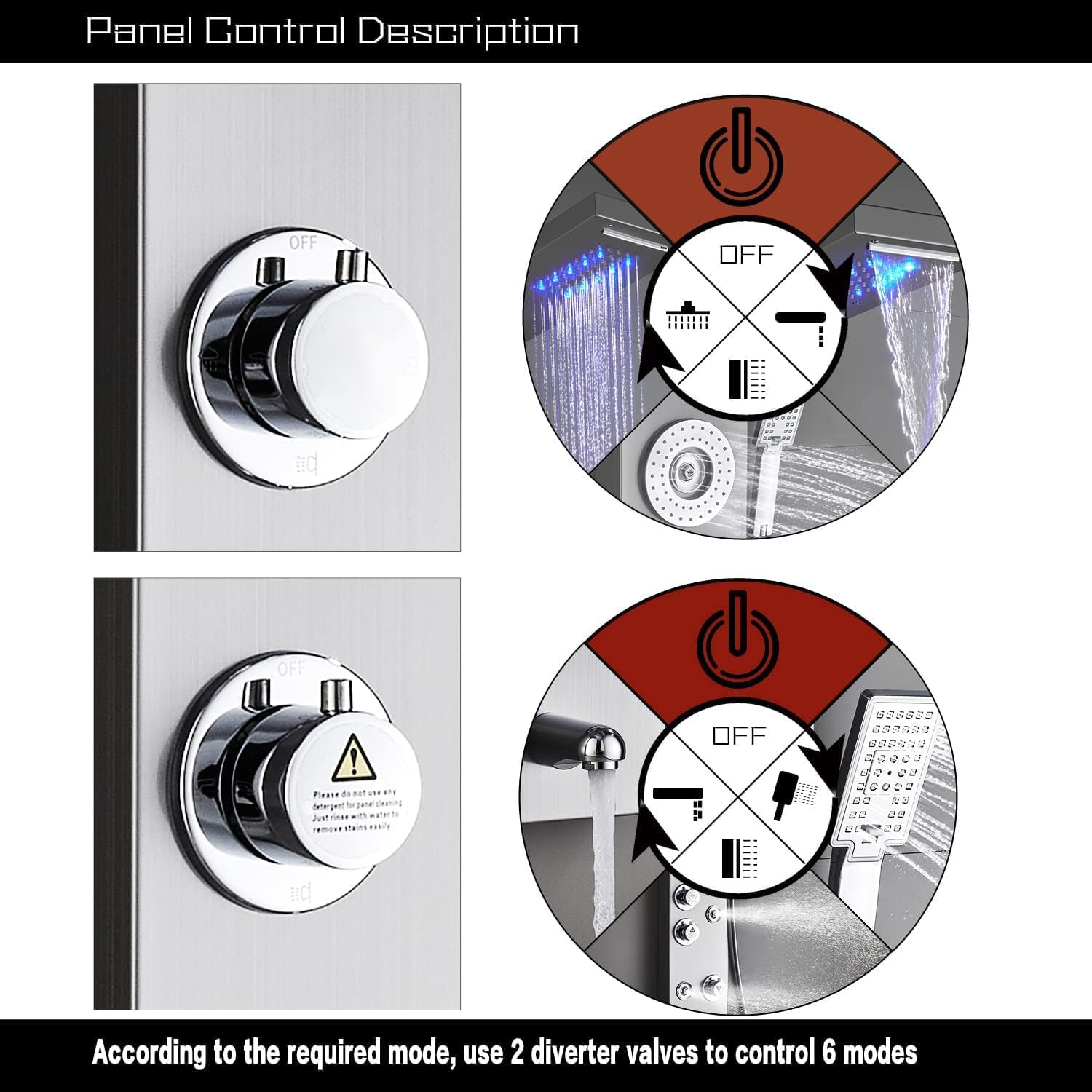 ELLO&ALLO Stainless Steel Shower Panel Tower System (Brushed Nickel) (image 4)