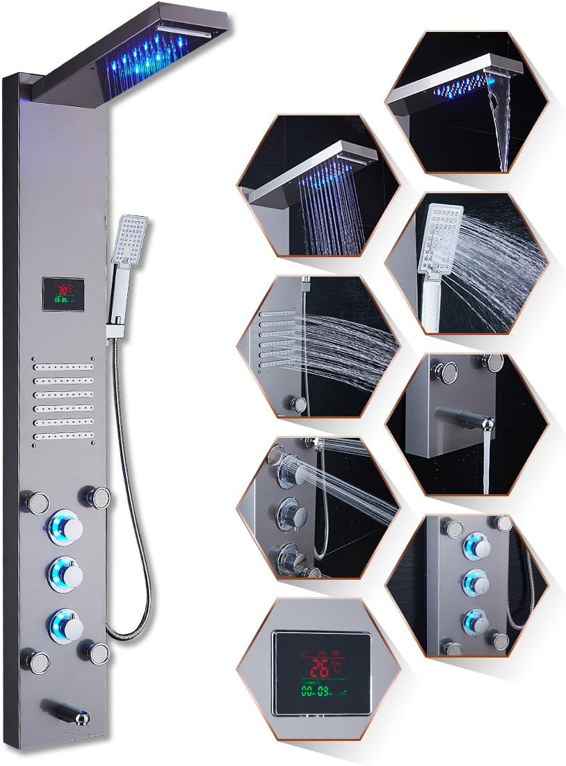 ELLO&ALLO Stainless Steel Shower Panel Tower System