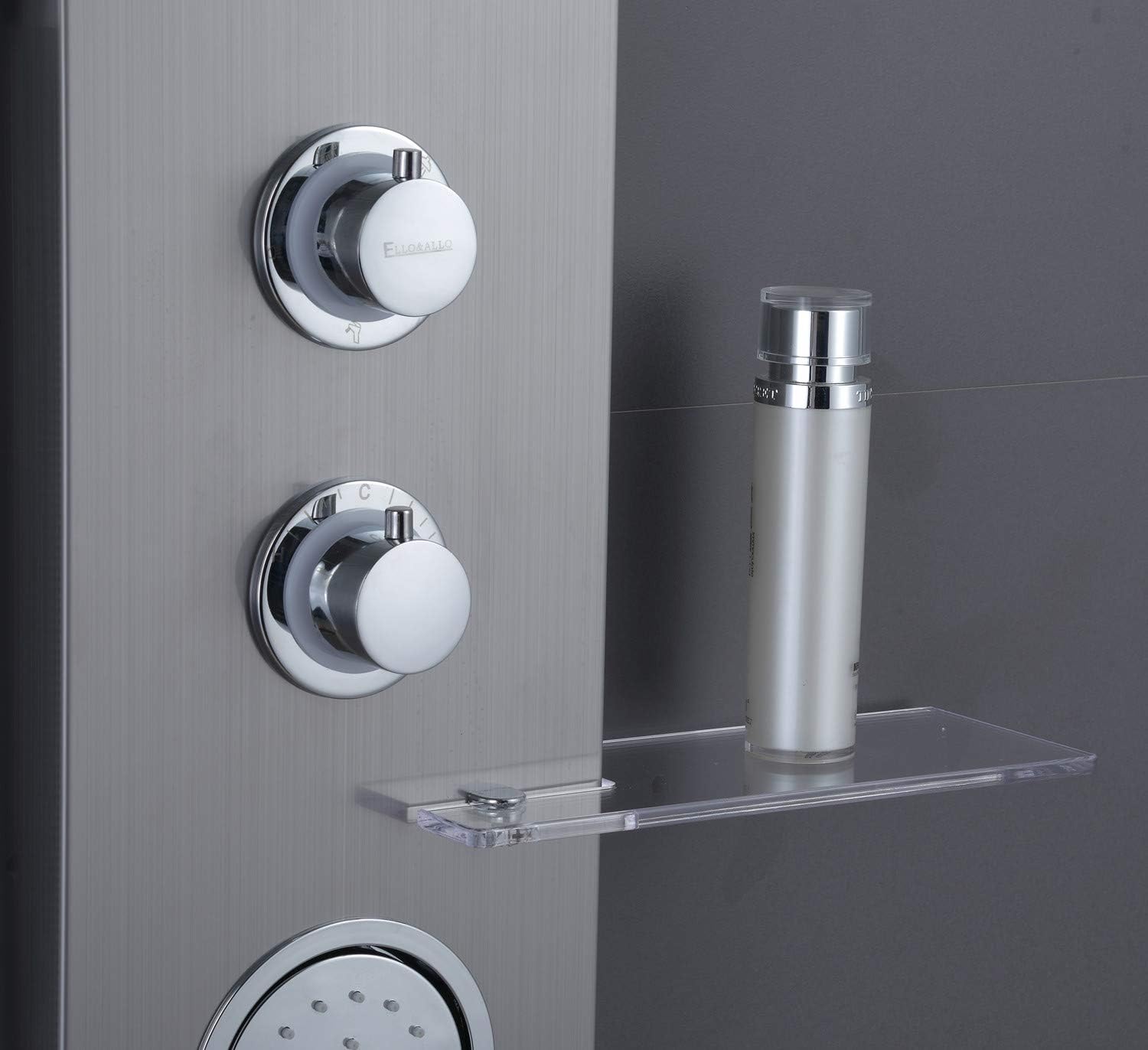 ELLO&ALLO Stainless Steel Shower Panel Tower with LED Rainfall Head (image 4)