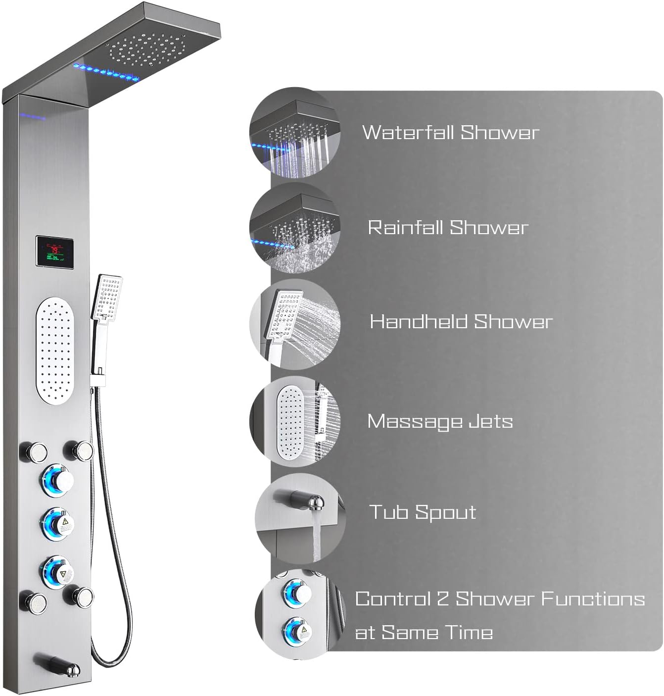 ELLO&ALLO Stainless Steel Shower Panel Tower