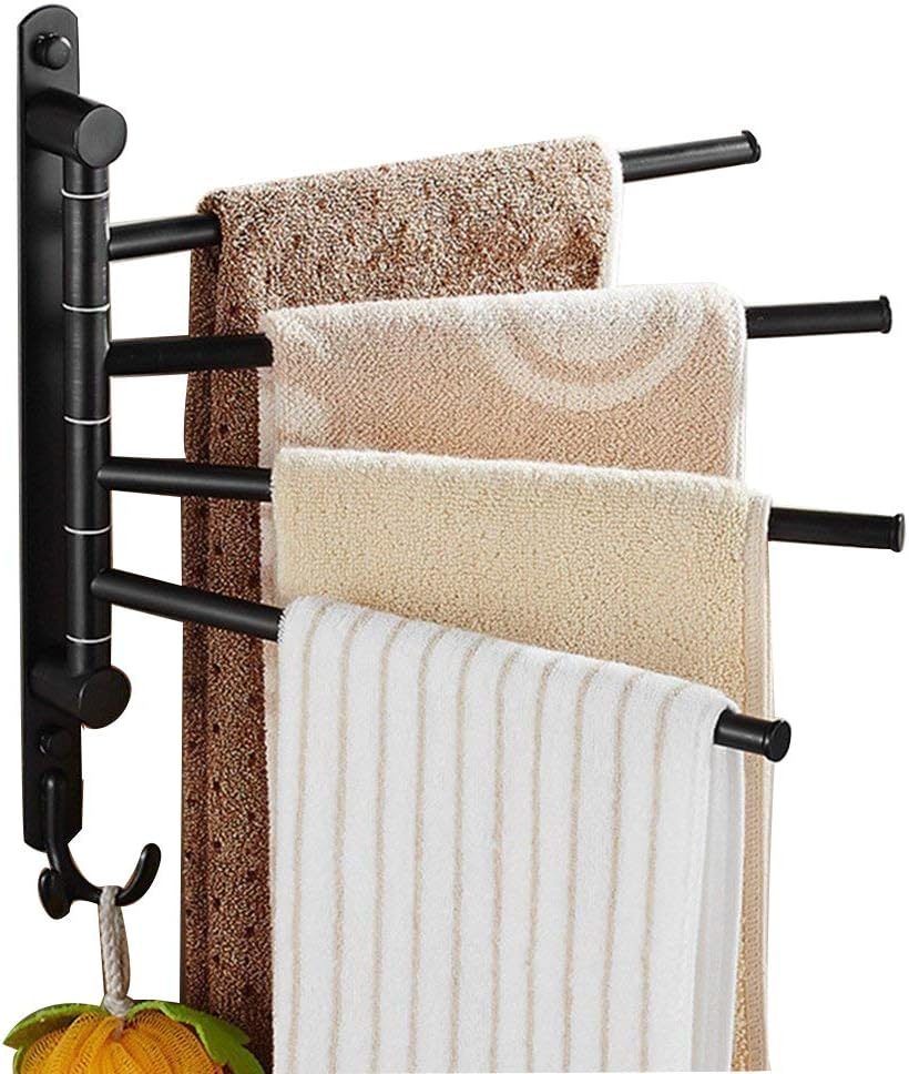 ELLO&ALLO Swivel Towel Rack Holder (Oil Rubbed Bronze, 4-Arm)